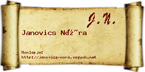 Janovics Nóra névjegykártya
